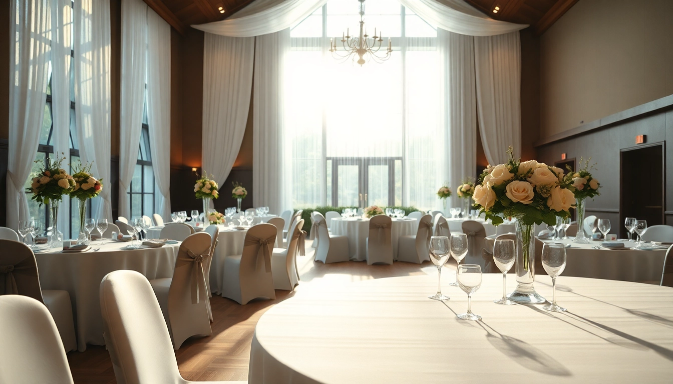 Stowe Venue Hire showcasing an elegant banquet setup in a beautifully decorated hall.