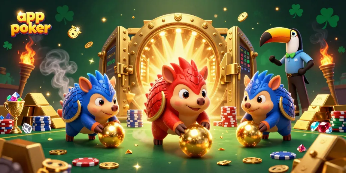 Gioca app poker con i pangolini rivali, mentre rotolano tra i gettoni e il tesoro scintillante