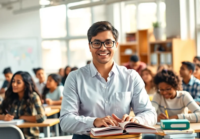 Engaging classroom scene emphasizing Education with diverse learners collaborating on projects.