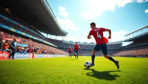 해외축구중계 중인 선수들의 열정적인 경기 장면을 보여줍니다.