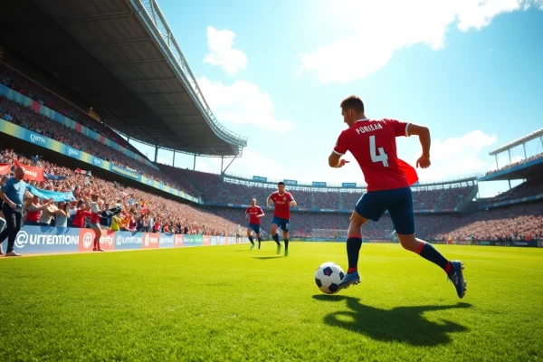 해외축구중계 중인 선수들의 열정적인 경기 장면을 보여줍니다.