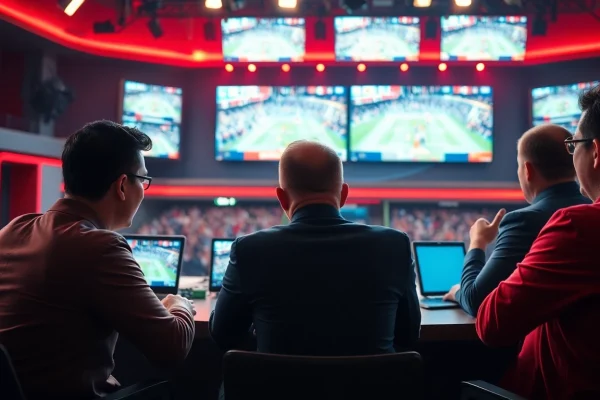 실시간스포츠중계를 취하는 열정적인 해설자들 모습