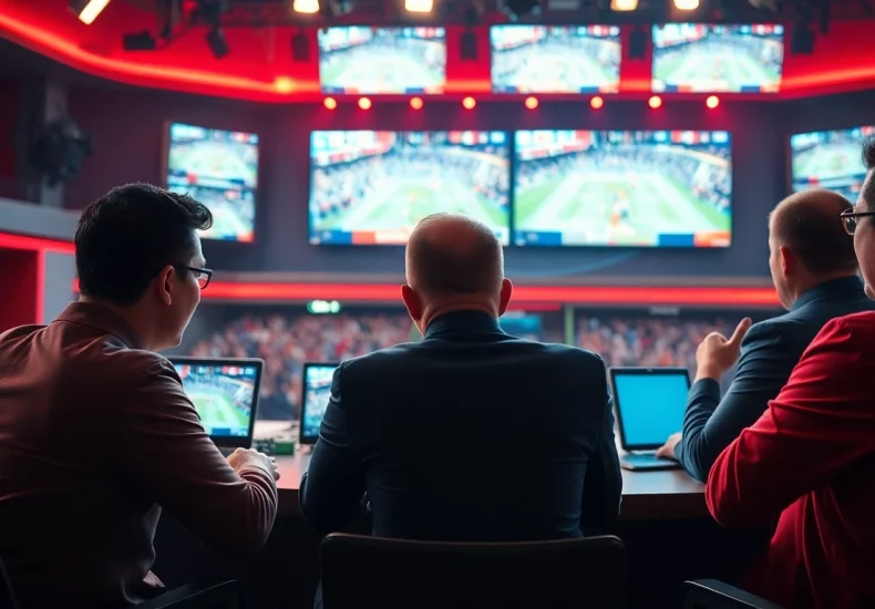 실시간스포츠중계를 취하는 열정적인 해설자들 모습