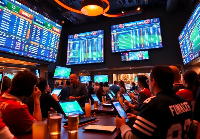 Engage in betting at the best sports betting sites Brazil with vibrant sports bar atmosphere.