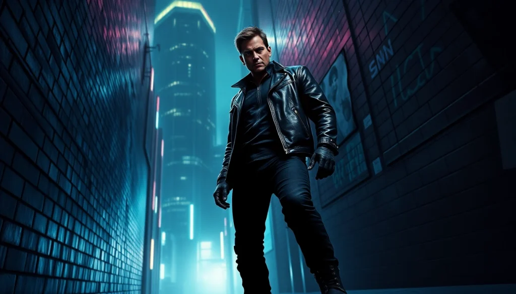Engaging depiction of a character similar to Jack Reacher series in an action-packed scene.