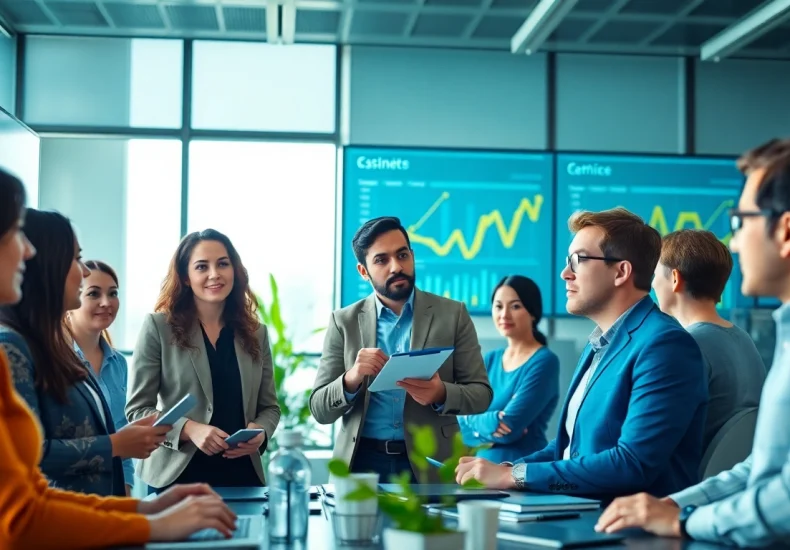 Engaging professionals in Cost-Effective IT Management discussion with digital devices.