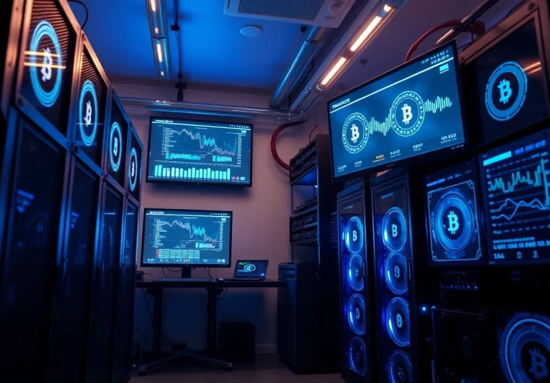 High-performance mining rigs in a modern workspace, representing the best crypto mining site.