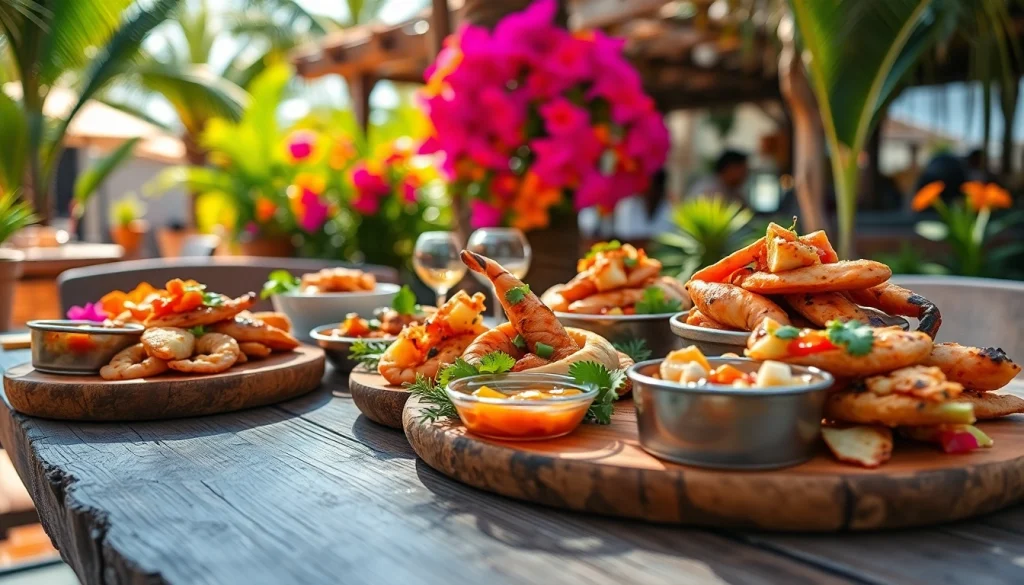 Cabo food recommendations beautifully presented on a table with fresh ingredients and vibrant colors.