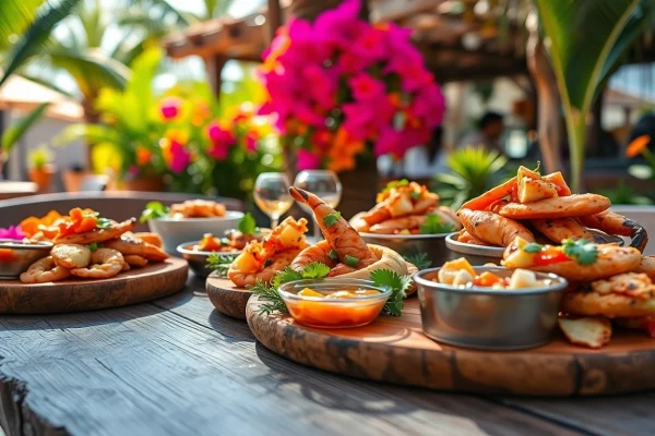 Cabo food recommendations beautifully presented on a table with fresh ingredients and vibrant colors.