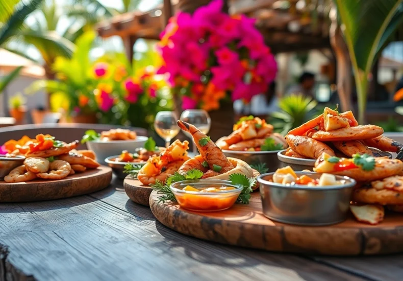 Cabo food recommendations beautifully presented on a table with fresh ingredients and vibrant colors.