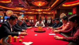 Experience the excitement of gambling at Trang Chủ THABET with vibrant poker games and roulette wheels.