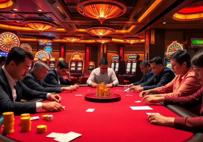 Experience the excitement of gambling at Trang Chủ THABET with vibrant poker games and roulette wheels.