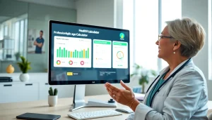 Engaging biological age calculator interface displayed on a computer screen.
