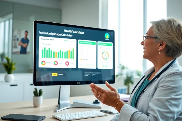 Engaging biological age calculator interface displayed on a computer screen.
