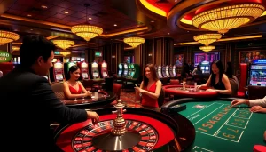 Players enjoying the excitement of gambling at MM88's luxurious casino tables.