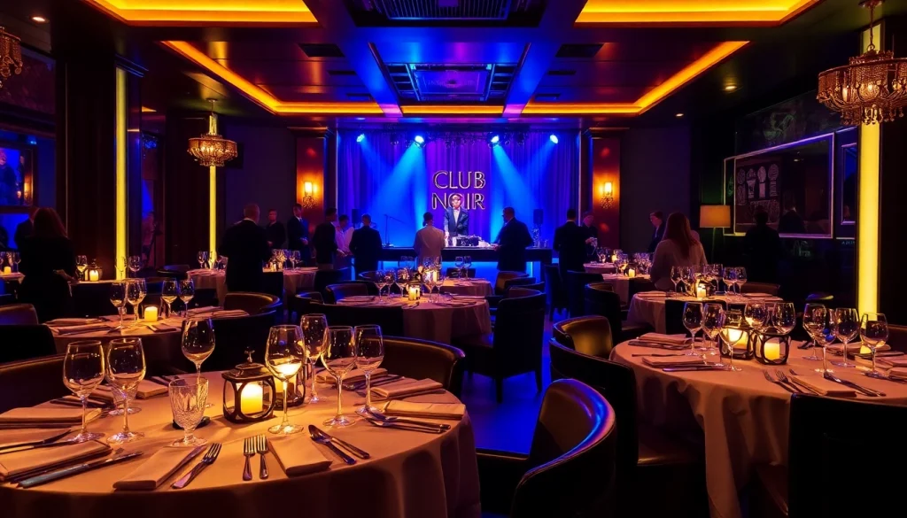 Dinner sxm at Club Noir, showcasing elegant dining experience in a vibrant nightlife atmosphere.