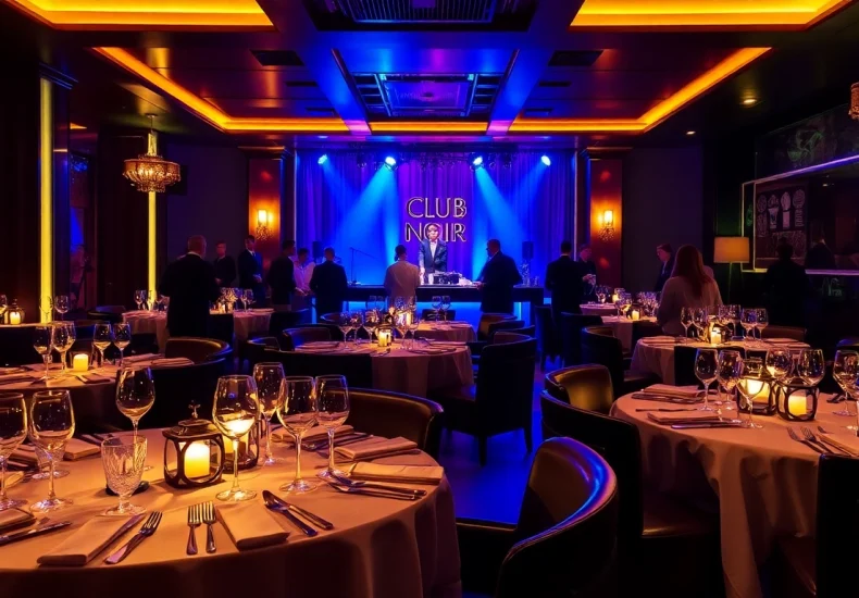 Dinner sxm at Club Noir, showcasing elegant dining experience in a vibrant nightlife atmosphere.