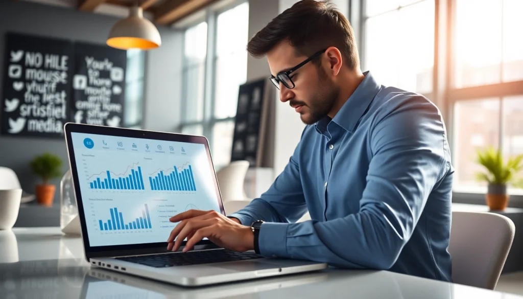 Analyze the Instagram smm panel features and benefits in a modern office setting.