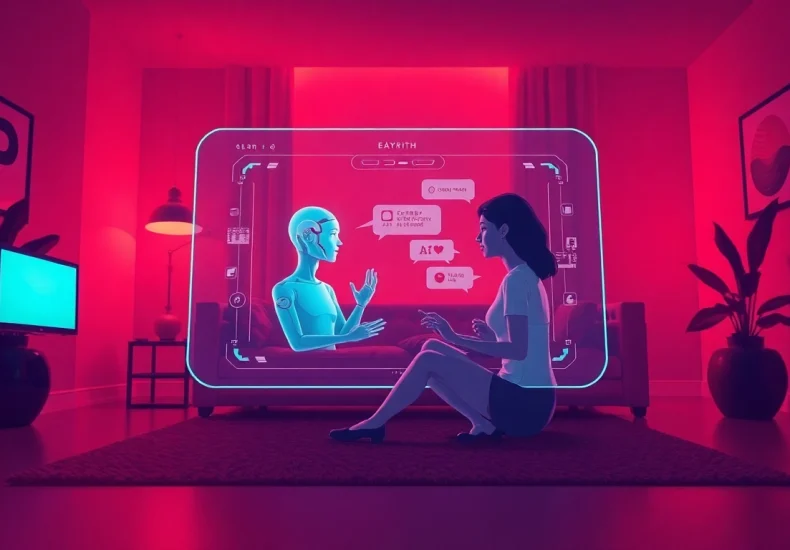 Engaging interaction with an AI character in a cozy setting, highlighting sex chat AI technology.