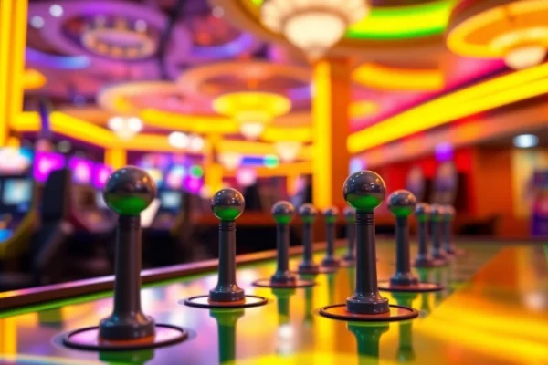 Menangkan permainan plinko demo dengan bola yang jatuh di papan permainan berwarna-warni.