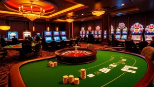 Play exciting games at https://xx88.nl/ with a captivating online casino scene featuring vibrant tables and slots.