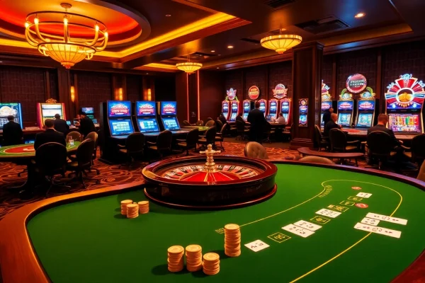 Play exciting games at https://xx88.nl/ with a captivating online casino scene featuring vibrant tables and slots.