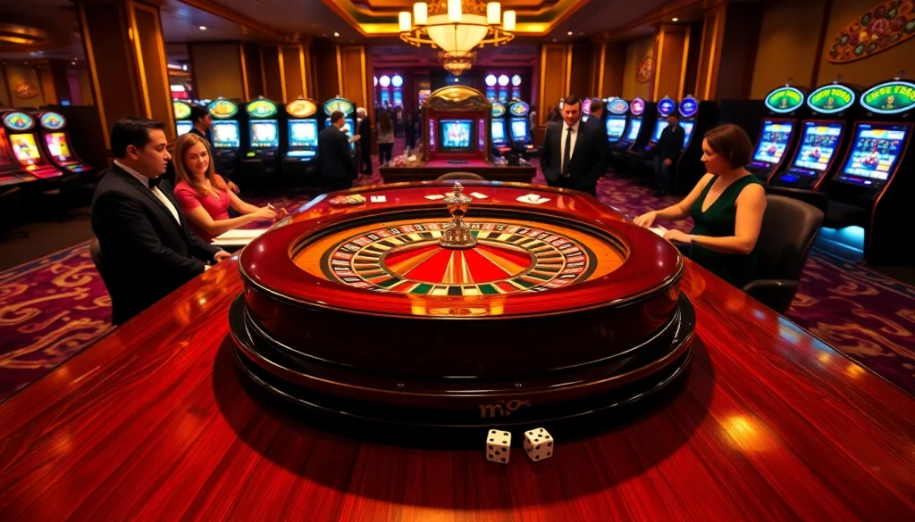 Experience the thrill of gaming at https://hello88k.blog with vibrant casino tables and roulette wheels.
