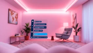 Intimate AI chatbot interface showcasing sex ai interactions in a cozy room.