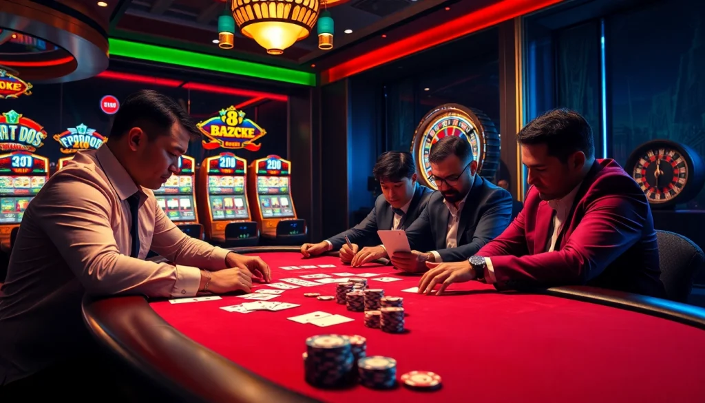 Engaging casino action at https://rikvip368.com with dynamic poker and vibrant slot machines.