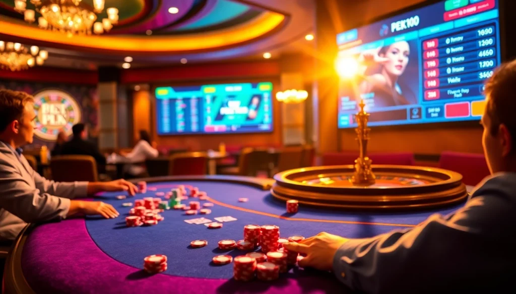 Experience the excitement of online gambling at https://i9bet2h.club with vibrant casino tables and players in action.