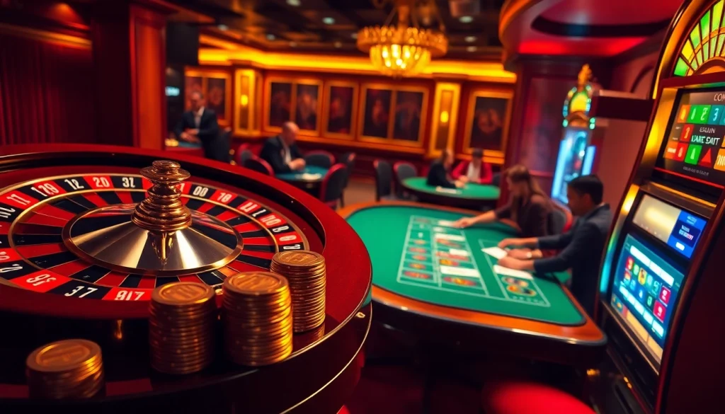 S88A.io offers an electrifying casino experience with poker chips and a roulette wheel.