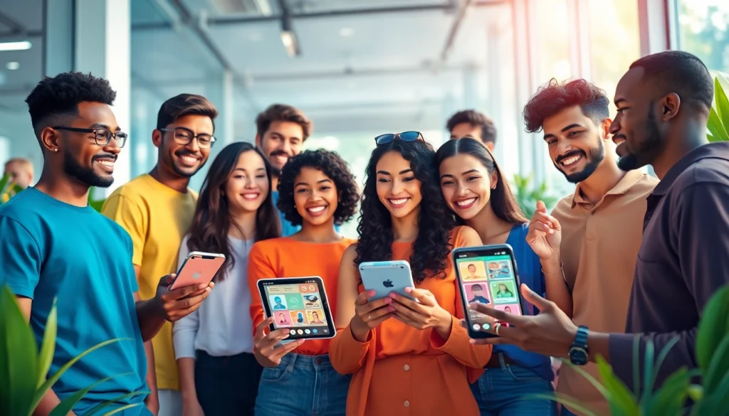 Discover OnlyFans Nearby Creators with a vibrant digital scene showing diverse individuals exploring profiles.