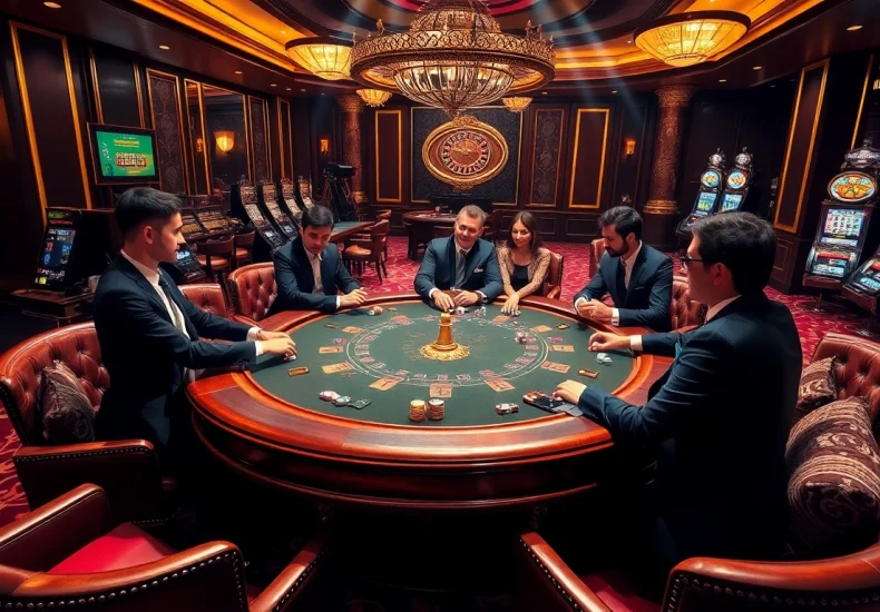 S88 nhà cái players gamble at a luxurious poker table, showcasing excitement and thrill in high-stakes gameplay.